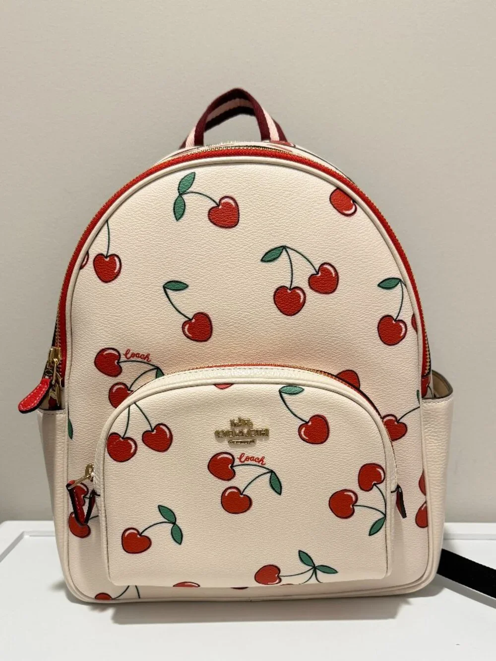 Coach Court Backpack With Heart Cherry Print